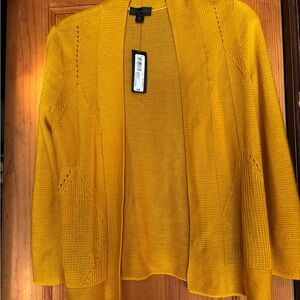 Women's Mustard Yellow Open-Front Sweater